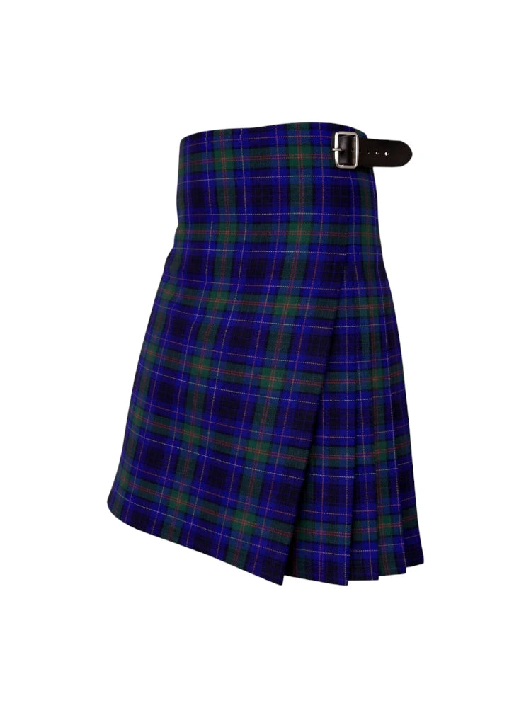 Plaid kilt with a belt on a white background