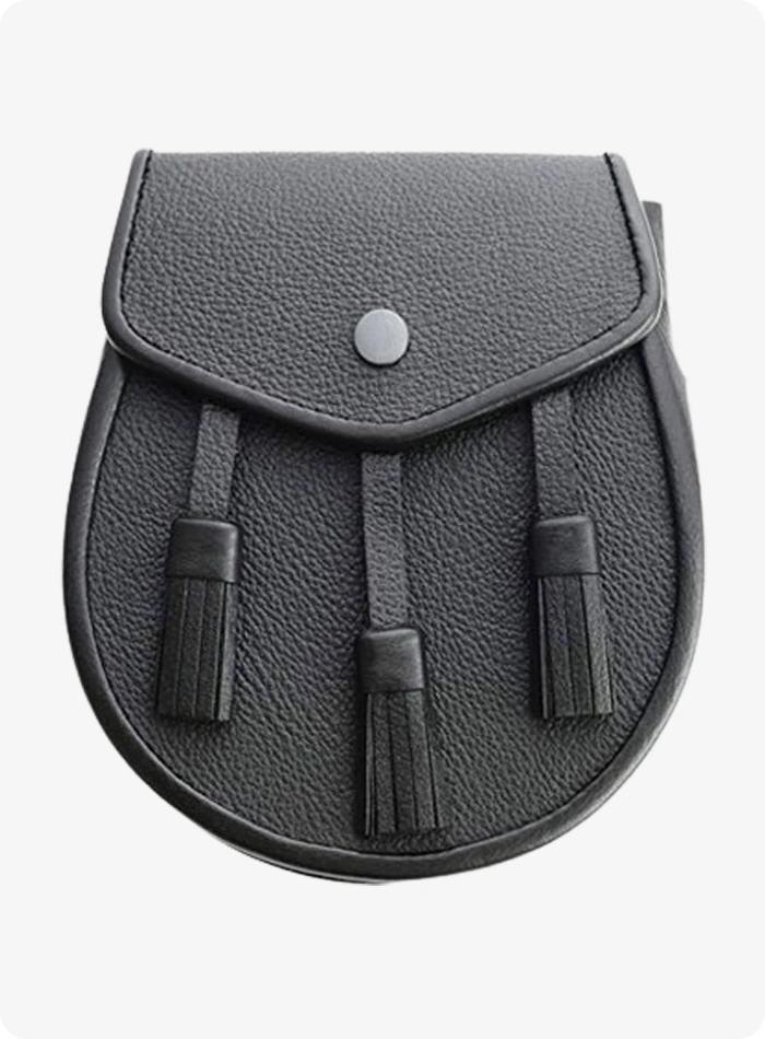 Custom Made Black Tassel Three Leather Sporran