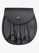  Black Three Tassel Leather Sporran