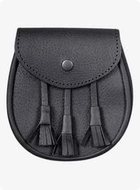  Black Three Tassel Leather Sporran