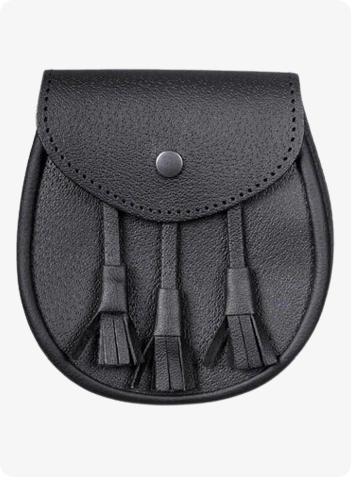 Custom Made Black Three Tassel Leather Sporran