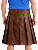 Brown Genuine Leather Utility Kilt with Studded Waistband