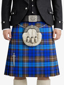 Buchanan Blue Tartan Kilt Model Front