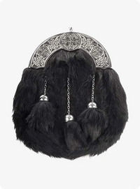 Celtic Cross Black Rabbit Fur Sporran
