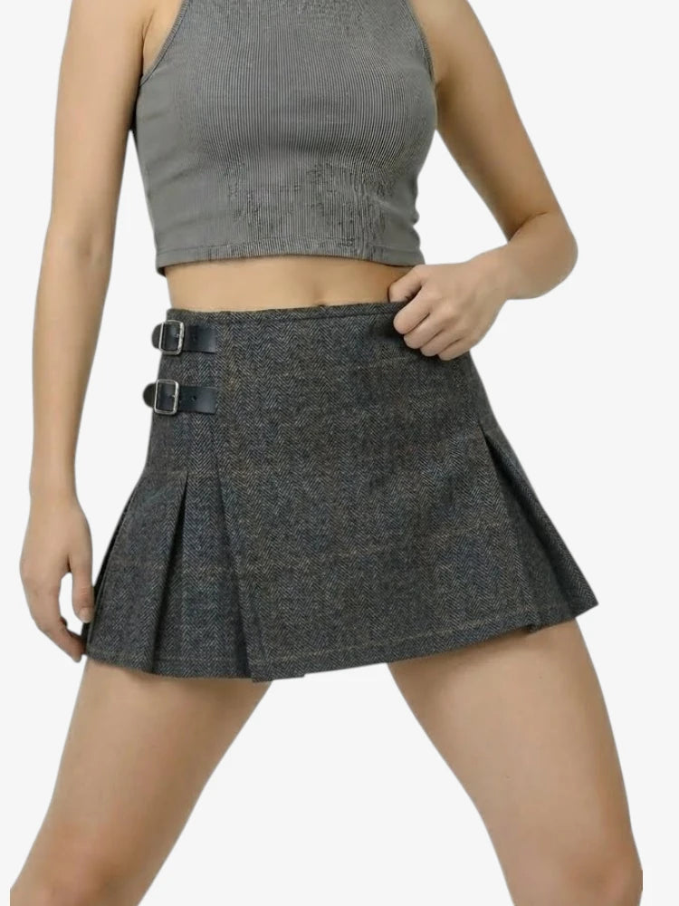 Charcoal Grey Women Tweed Kilt