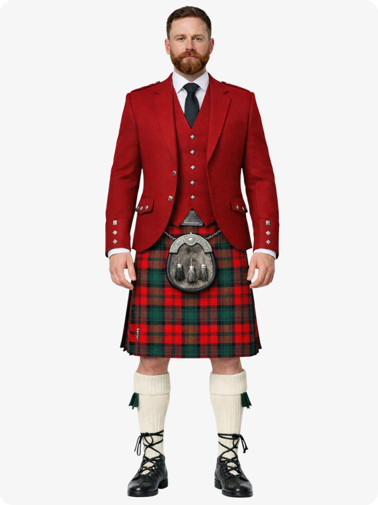 Clan Kerr Tartan Kilt And Red Argyle Jacket Kilt Outfit