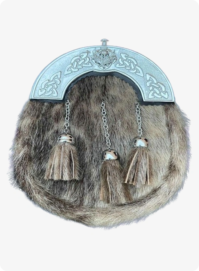 Custom Made Grey Rabbit Fur Sporran