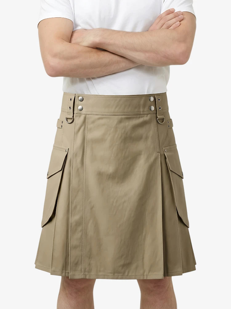 Custom Made Premium Khaki Utility Kilt
