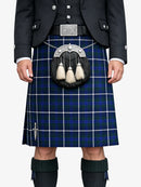 Douglas Blue Tartan Kilt Model Front