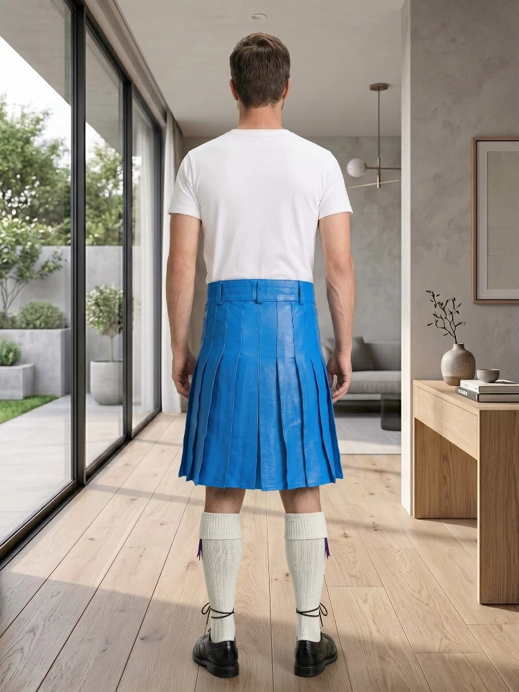 Electric Blue Leather Utility Kilt