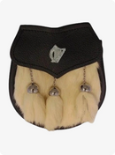 Harp Emblem White Rabbit Fur Sporran 