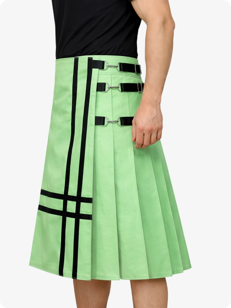 Light Green skirt with black zipper accents on a white background