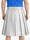 Light Grey Genuine Leather Utility Kilt with Studded Waistband