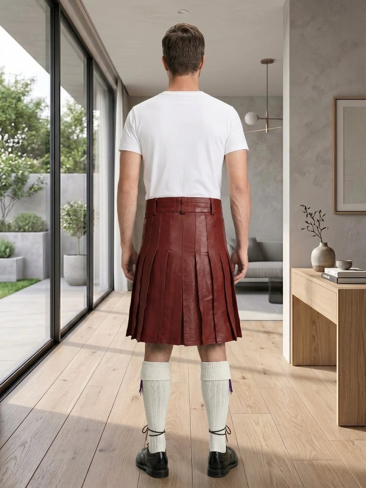 Maroon Leather Utility Kilt