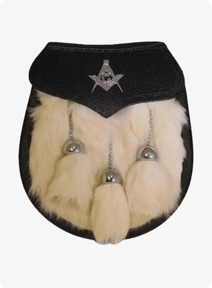 Masonic Emblem White Rabbit Fur Sporran 
