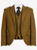 Mustard Yellow Tweed Argyle Kilt Jacket With Vest