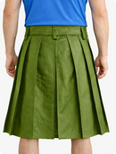 Olive Green pleated skirt worn by a person on a white background