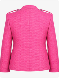 Pink jacket with a chevron pattern on a white background