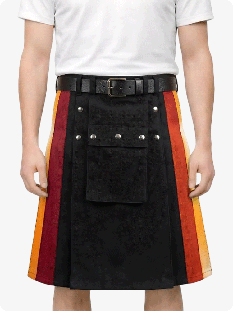 Rainbow Kilt with Gradient Side Panels