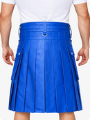 Standard Blue Leather Utility Kilt with Chain Detailing & Adjustable Straps